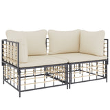 Sectional Corner Sofas with Cushions 2 pcs Poly Rattan - Side View