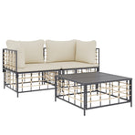 3 Piece Garden Lounge Set with Cushions Anthracite Poly Rattan