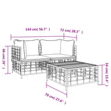 3 Piece Garden Lounge Set with Cushions Anthracite Poly Rattan - Low Angle