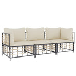 3 Piece Garden Lounge Set with Cushions Anthracite Poly Rattan