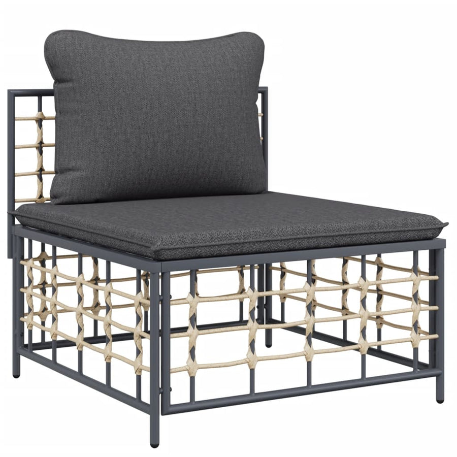 3 Piece Garden Lounge Set with Cushions Anthracite Poly Rattan
