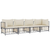 4 Piece Garden Lounge Set with Cushions Anthracite Poly Rattan - Side View