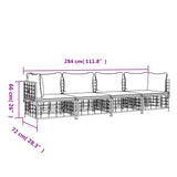 4 Piece Garden Lounge Set with Cushions Anthracite Poly Rattan - Low Angle