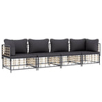 4 Piece Garden Lounge Set with Cushions Anthracite Poly Rattan
