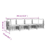 4 Piece Garden Lounge Set with Cushions Anthracite Poly Rattan - Low Angle
