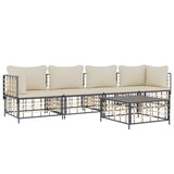 5 Piece Garden Lounge Set with Cushions Anthracite Poly Rattan