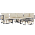 5 Piece Garden Lounge Set with Cushions Anthracite Poly Rattan