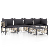 5 Piece Garden Lounge Set with Cushions Anthracite Poly Rattan