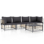 5 Piece Garden Lounge Set with Cushions Anthracite Poly Rattan