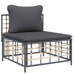 5 Piece Garden Lounge Set with Cushions Anthracite Poly Rattan