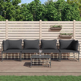 5 Piece Garden Lounge Set with Cushions Anthracite Poly Rattan