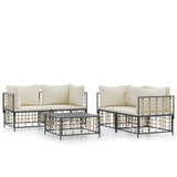 5 Piece Garden Lounge Set with Cushions Anthracite Poly Rattan