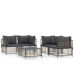 5 Piece Garden Lounge Set with Cushions Anthracite Poly Rattan