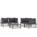 5 Piece Garden Lounge Set with Cushions Anthracite Poly Rattan