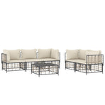 6 Piece Garden Lounge Set with Cushions Anthracite Poly Rattan