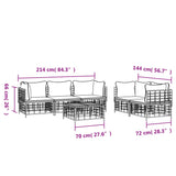 6 Piece Garden Lounge Set with Cushions Anthracite Poly Rattan - Extra Image