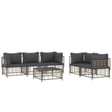 6 Piece Garden Lounge Set with Cushions Anthracite Poly Rattan - Side View