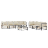 8 Piece Garden Lounge Set with Cushions Anthracite Poly Rattan - Front View