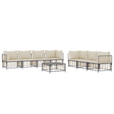 8 Piece Garden Lounge Set with Cushions Anthracite Poly Rattan - Side View