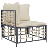 8 Piece Garden Lounge Set with Cushions Anthracite Poly Rattan - Top-Down View