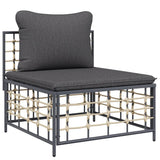 8 Piece Garden Lounge Set with Cushions Anthracite Poly Rattan - 45-Degree Angle