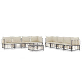 9 Piece Garden Lounge Set with Cushions Anthracite Poly Rattan