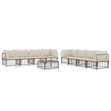 9 Piece Garden Lounge Set with Cushions Anthracite Poly Rattan - Front View