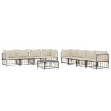9 Piece Garden Lounge Set with Cushions Anthracite Poly Rattan - Side View