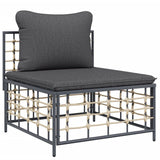9 Piece Garden Lounge Set with Cushions Anthracite Poly Rattan - 45-Degree Angle