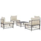 5 Piece Garden Lounge Set with Cushions Anthracite Poly Rattan - Side View