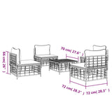 5 Piece Garden Lounge Set with Cushions Anthracite Poly Rattan
