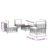 5 Piece Garden Lounge Set with Cushions Anthracite Poly Rattan - Low Angle