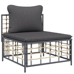 5 Piece Garden Lounge Set with Cushions Anthracite Poly Rattan