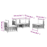 4 Piece Garden Lounge Set with Cushions Anthracite Poly Rattan - Extra Image