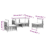 4 Piece Garden Lounge Set with Cushions Anthracite Poly Rattan - Low Angle