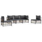 5 Piece Garden Lounge Set with Cushions Anthracite Poly Rattan