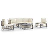 6 Piece Garden Lounge Set with Cushions Anthracite Poly Rattan - Front View
