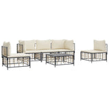 6 Piece Garden Lounge Set with Cushions Anthracite Poly Rattan - Side View