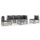 6 Piece Garden Lounge Set with Cushions Anthracite Poly Rattan - Front View