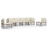 6 Piece Garden Lounge Set with Cushions Anthracite Poly Rattan - Front View
