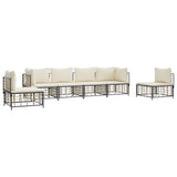 6 Piece Garden Lounge Set with Cushions Anthracite Poly Rattan - Side View