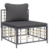 6 Piece Garden Lounge Set with Cushions Anthracite Poly Rattan - 45-Degree Angle