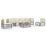 7 Piece Garden Lounge Set with Cushions Anthracite Poly Rattan - Front View