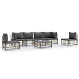 7 Piece Garden Lounge Set with Cushions Anthracite Poly Rattan