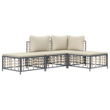 4 Piece Garden Lounge Set with Cushions Anthracite Poly Rattan - Side View