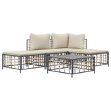 5 Piece Garden Lounge Set with Cushions Anthracite Poly Rattan