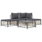 5 Piece Garden Lounge Set with Cushions Anthracite Poly Rattan