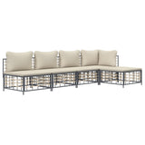 5 Piece Garden Lounge Set with Cushions Anthracite Poly Rattan - Side View