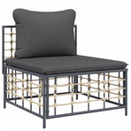5 Piece Garden Lounge Set with Cushions Anthracite Poly Rattan