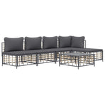 6 Piece Garden Lounge Set with Cushions Anthracite Poly Rattan